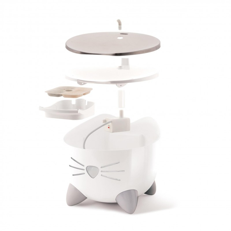 CATIT PIXI Fountain poidło dla kota z miską ze stali nierdzewnej 2,5l, 22x22x19,5 cm
