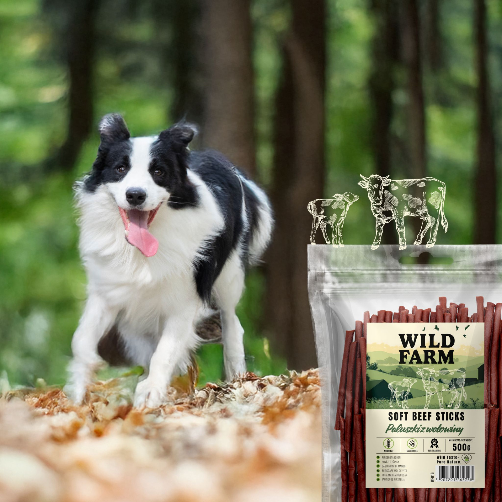WILD FARM Paluszki Z Wołowiny Przysmak Dla Psa 500G