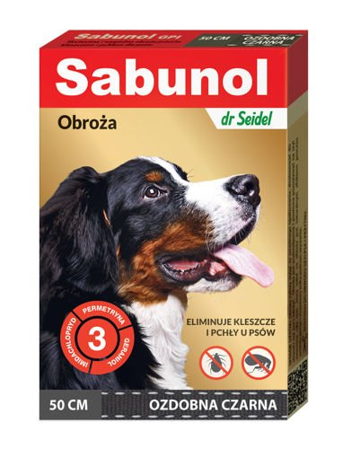 Laboratorium DermaPharm Sabunol Czarna Obroża Przeciw Pchłom I Kleszczom Dla Psa 50cm