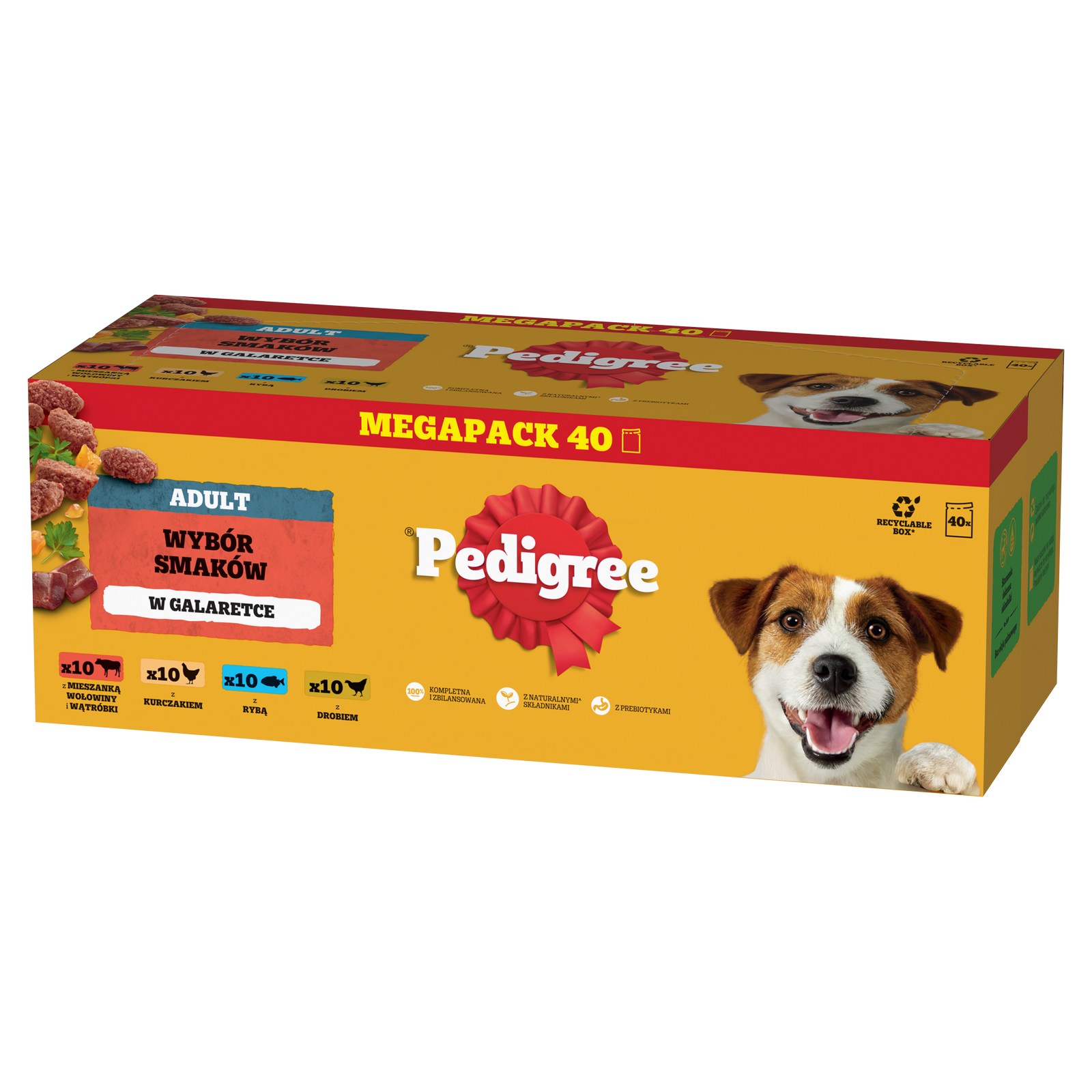 Pedigree Mokra Karma Dla Dorosłych Psów W Galaretce Mix Smaków (Z Wołowiną, Z Kurczakiem, Z Jagnięciną, Z Drobiem) 40x100g
