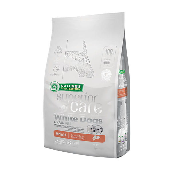 Natures Protection Superior Care White Dogs Grain Free Salmon Adult Small Breeds Karma Dla Psa 1.5kg
