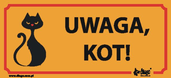 Dingo Tabliczka Ostrzegawcza "Uwaga Kot"