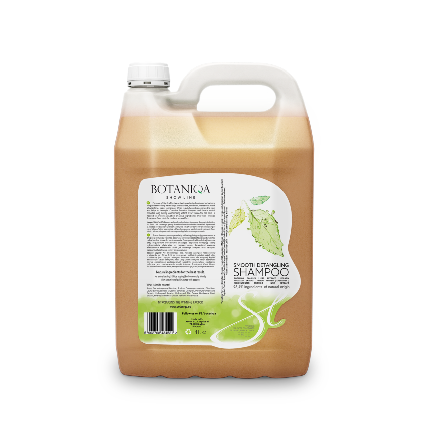 BOTANIQA Smooth Detangling Shampoo Szampon Wygładzający Dla Psów Długowłosych 4l