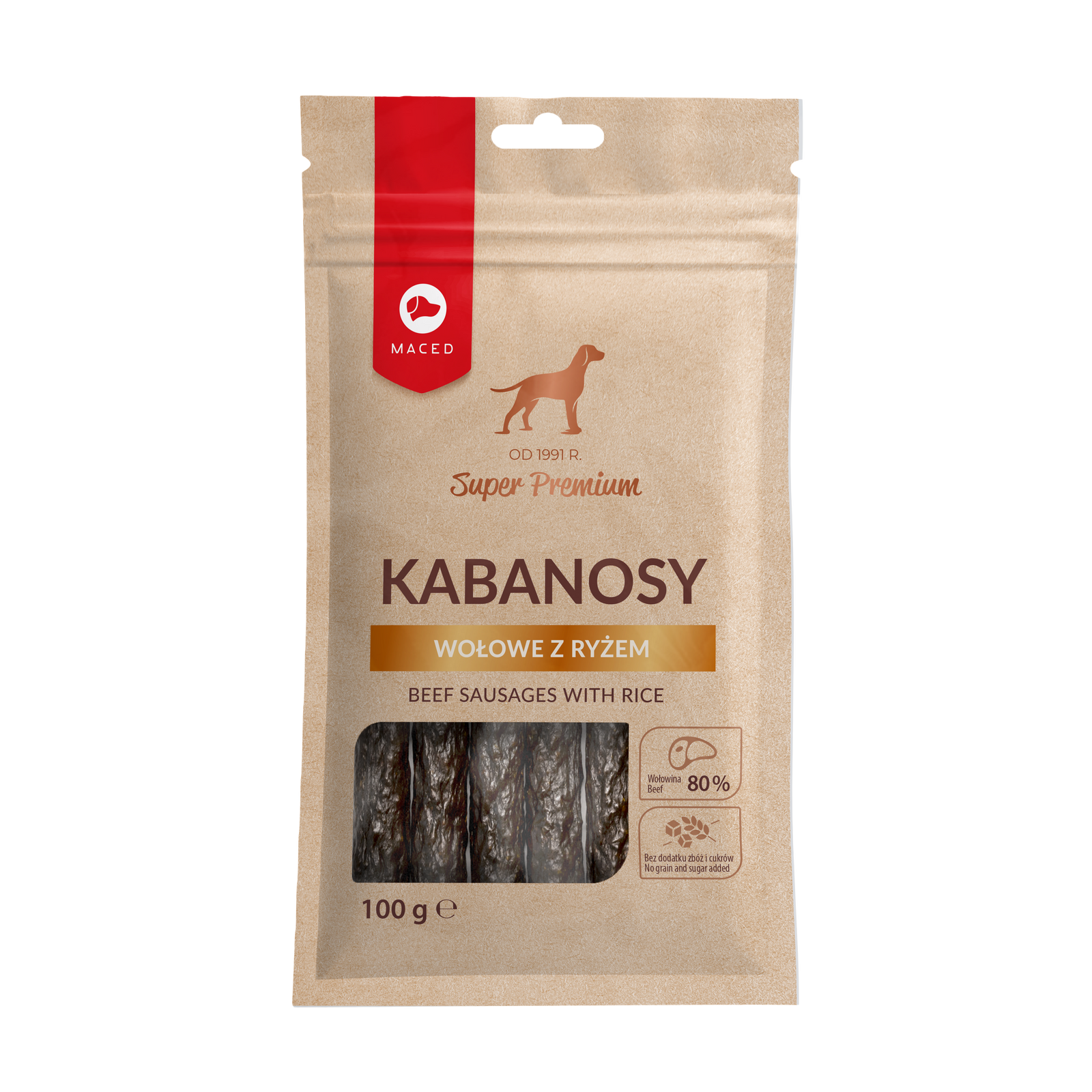 MACED Kabanosy wołowe z ryżem 100 g