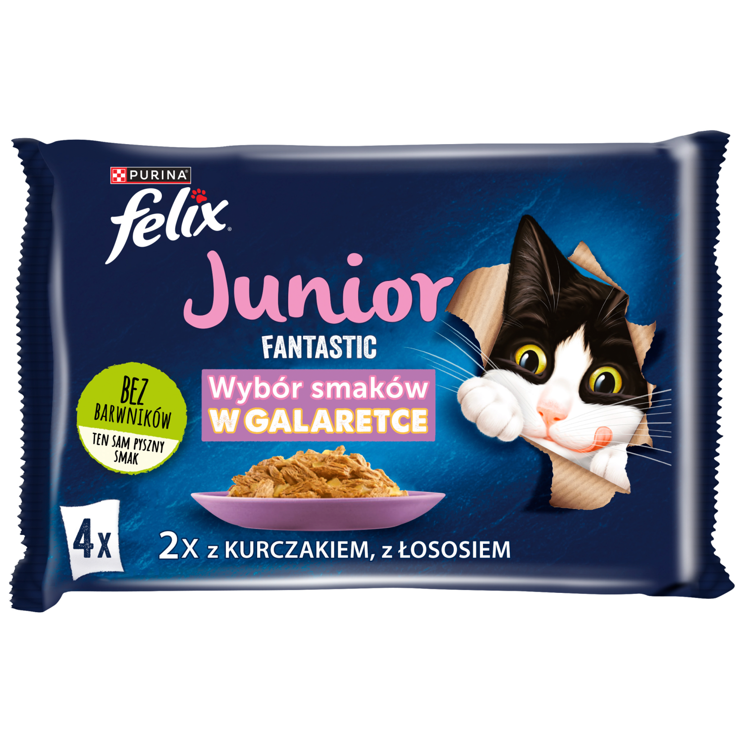 Felix Fantastic Junior W Galaretce Z Kurczakiem I Łososiem 4x85g