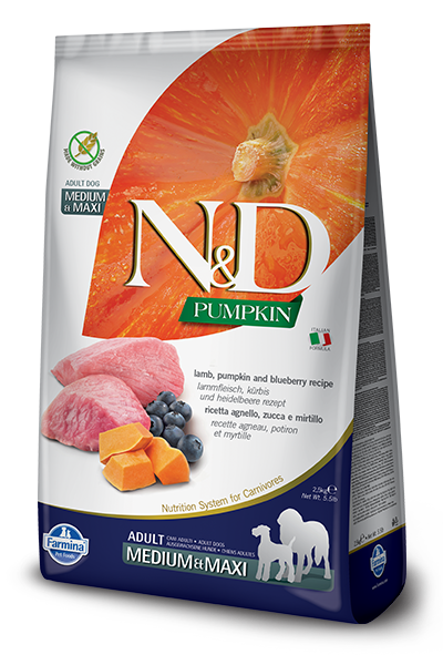 Farmina N&D Pumpkin Grain Free Canine Adult Medium&Maxi Lamb&Blueberry 2,5kg