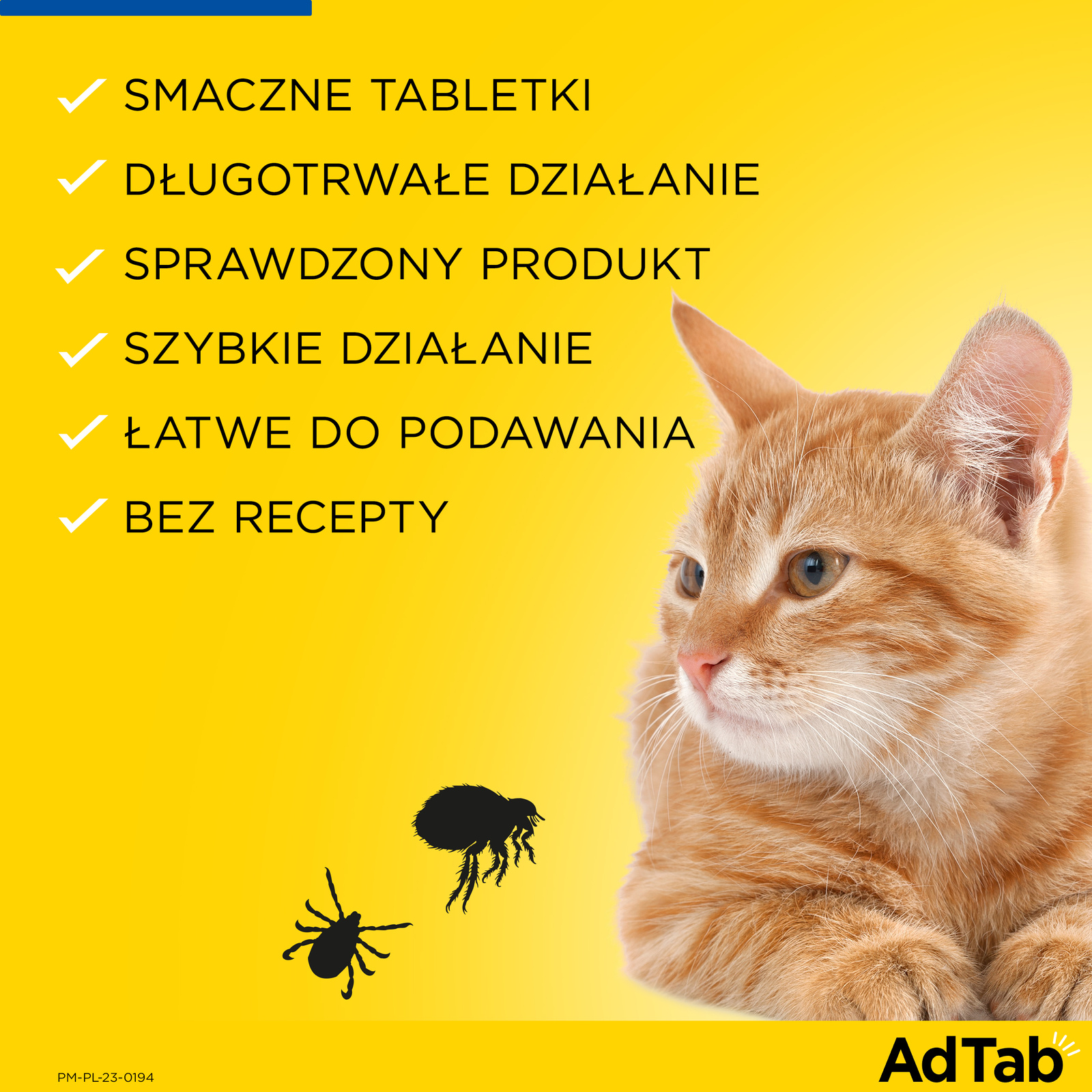 Elanco AdTab Tabletka Na Pchły I Kleszcze Dla Kotów 2-8kg 48mg