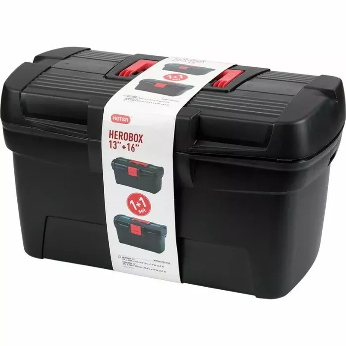 Curver Herobox Basic Zestaw Skrzynki Narzędziowe Czerwono-Czarna 13"+16"