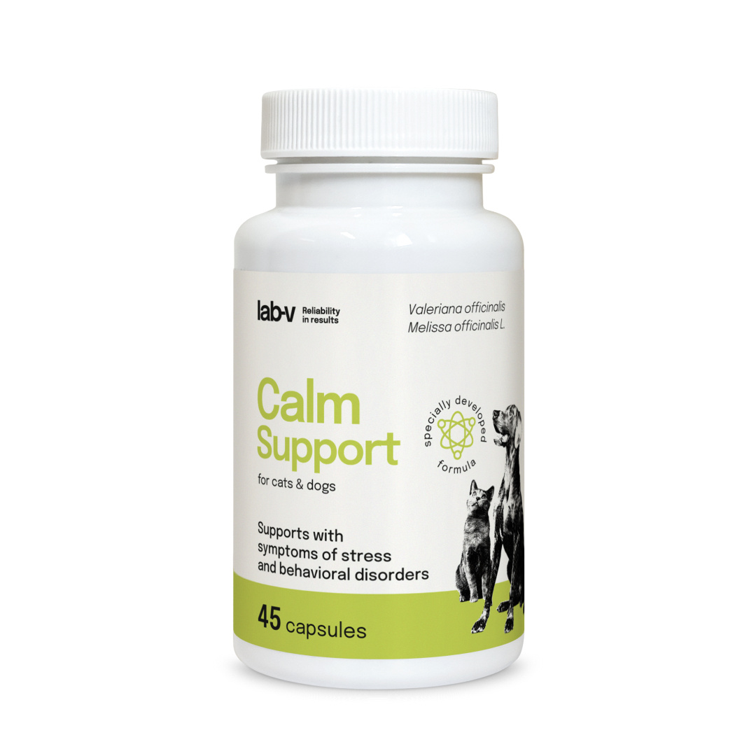 Lab-v Calm Support Wspomaganie Przy Objawach Stresu I Zaburzeniach Behawioralnych 45 Kapsułek
