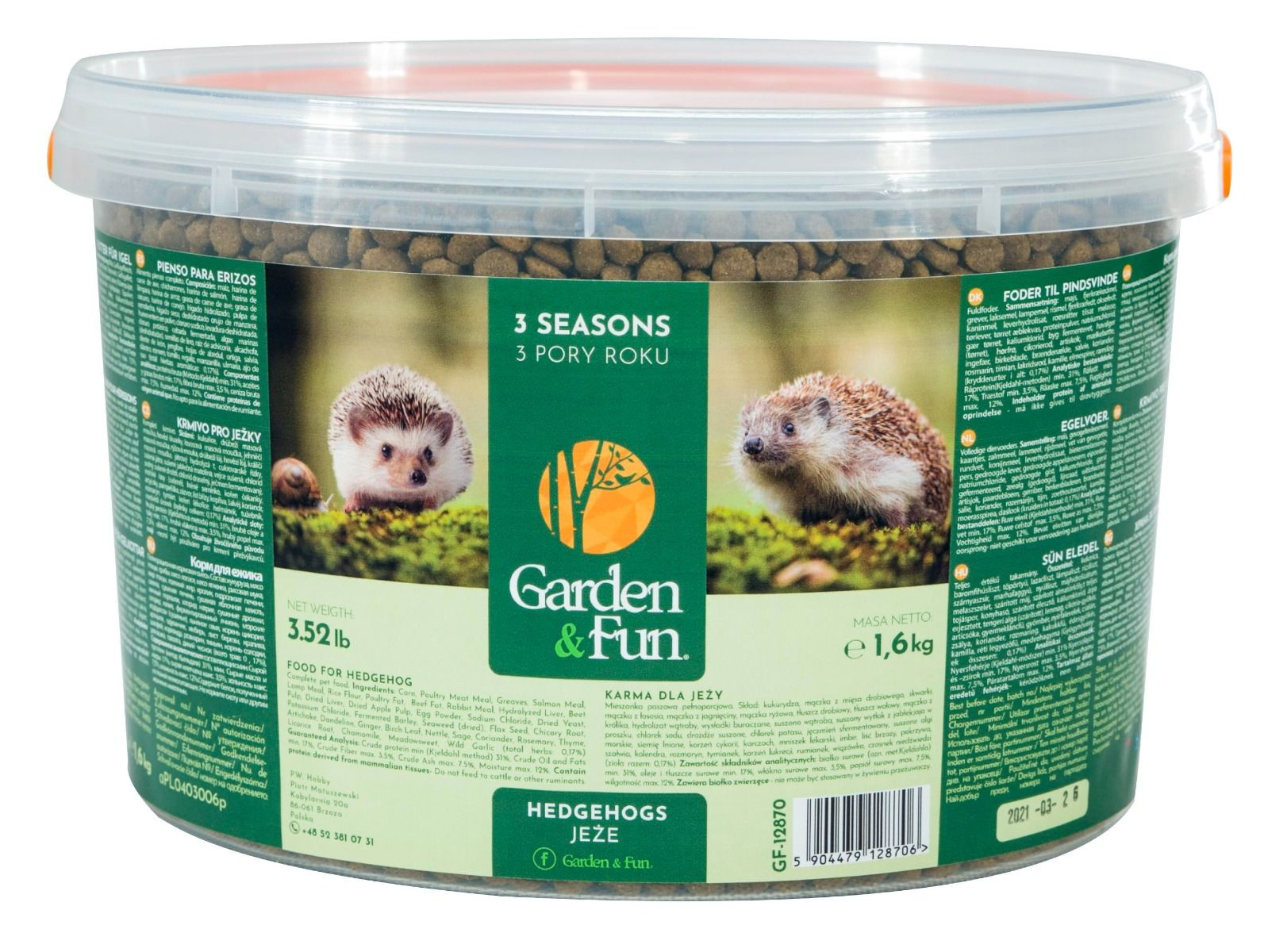 Vitapol Garden&Fun Karma Dla Jeży Wolnożyjących 3 Pory Roku 1,6kg