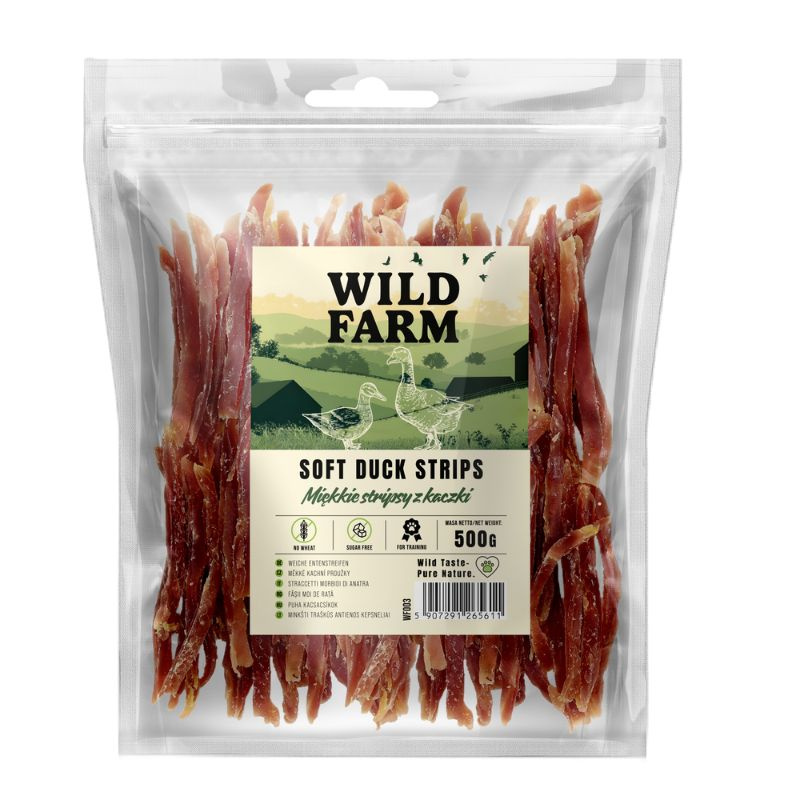 WILD FARM Miękkie Stripsy Z Kaczki Przysmak Dla Psa 500G