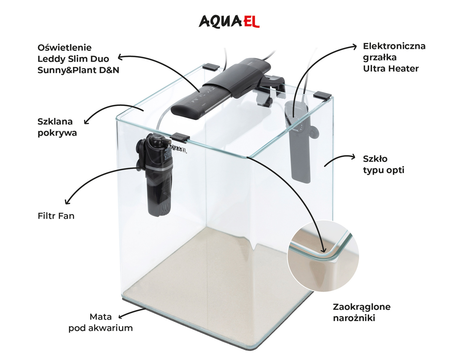 AQUAEL Zestaw Opti Bent Set Day & Night 20 Czarny