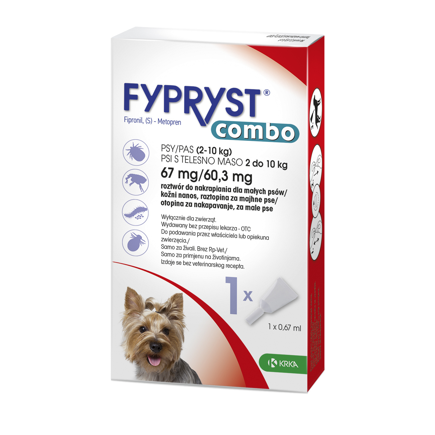 Krka Fypryst Combo Krople Na Pchły I Kleszcze Dla Psa 2–10kg 67mg/0,67ml 1 Pipeta