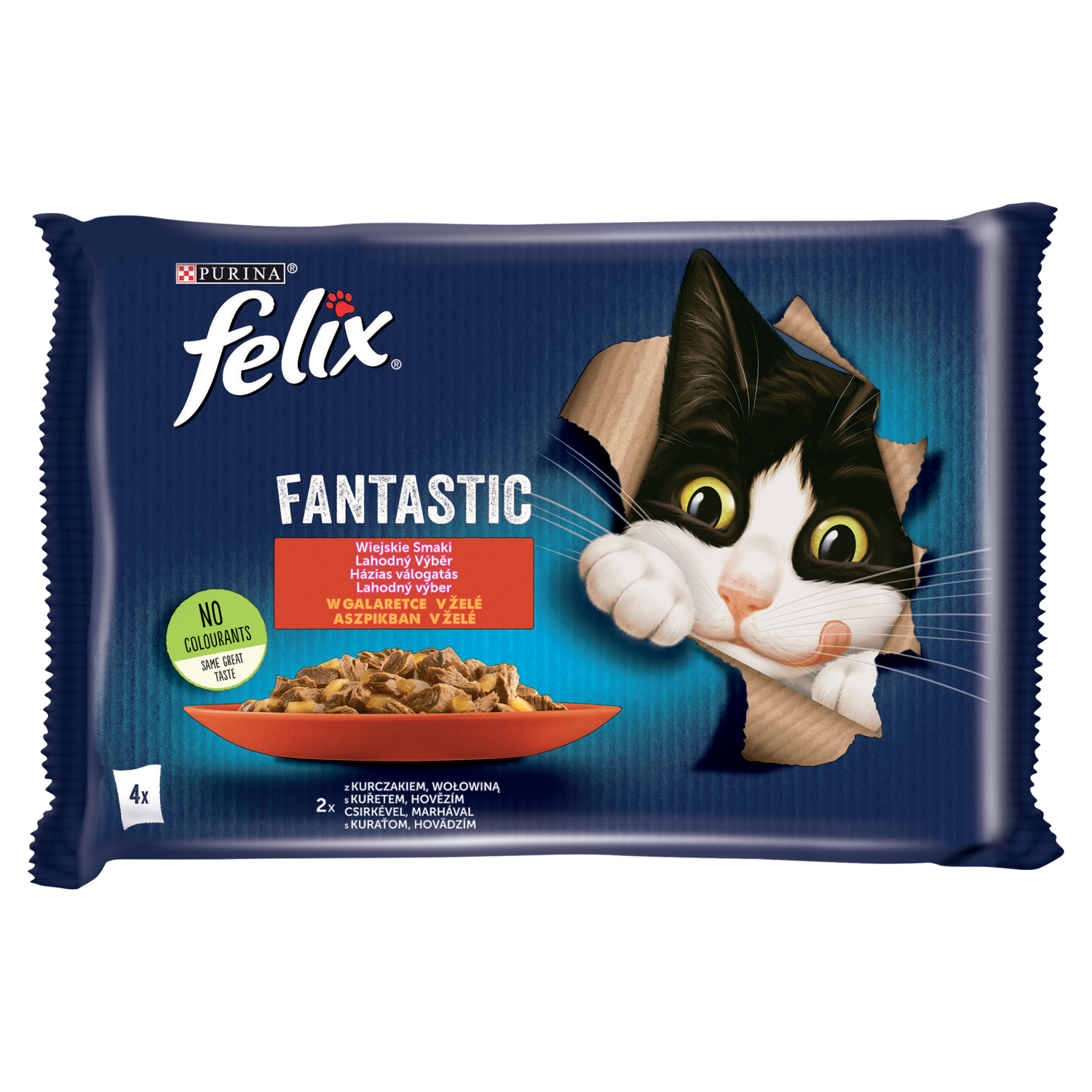 Felix Wiejskie Smaki W Galaretce Z Wołowina I Kurczakiem 4x85g