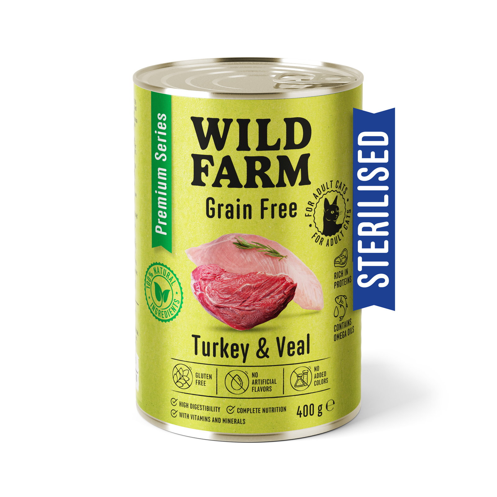 Wild Farm Premium Grain Free Karma Dla Kotów Sterylizowanych Indyk I Cielęcina 400g