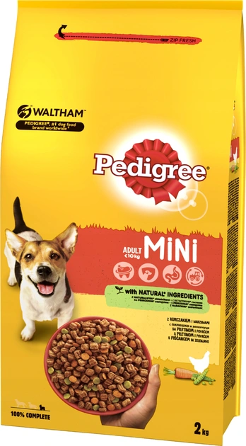 Pedigree Sucha Karma Dla Dorosłych Psów Małych Ras Z Kurczakiem I Warzywami 2kg