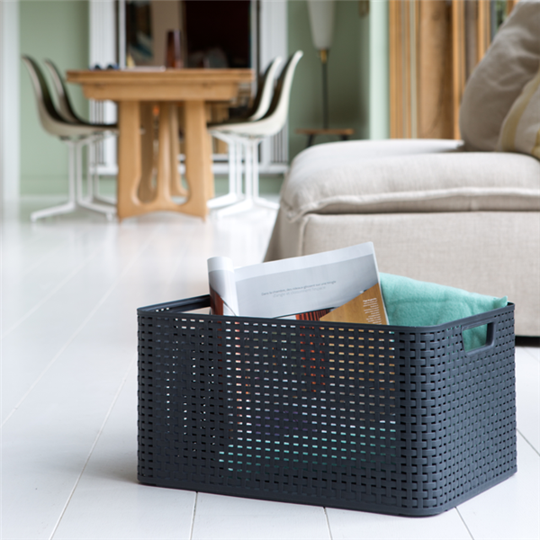 Curver Rattan Style Koszyk Z Pokrywą Szary S