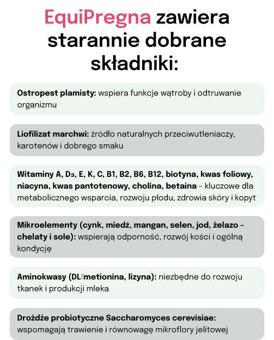 Lab-v EquiPregna Mieszanka paszowa uzupełniająca dla klaczy ciężarnych i karmiących, wspierająca przebieg ciąży, rozwój płodu oraz produkcję mleka 2000g