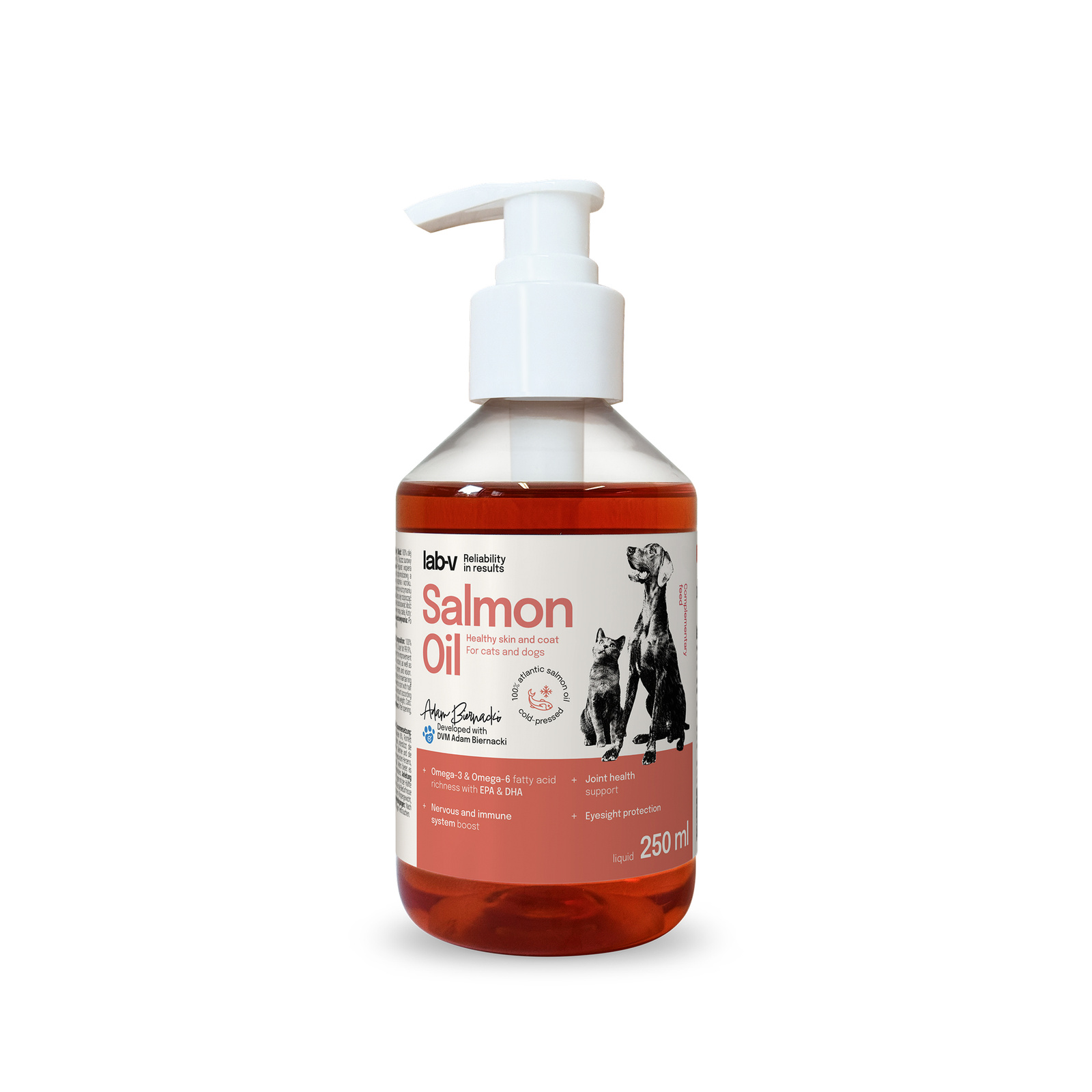 Lab-V Olej Z Łososia 100% Dla Psa I Kota W Każdym Wieku 250ml