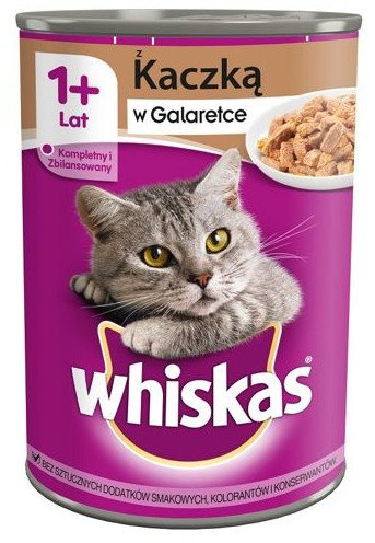 WHISKAS Mokra Karma Dla Kota 1+ Z Kaczką W Galaretce 400g